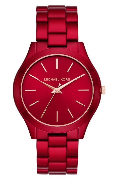 womens red michael kors watch|red michael kors watch men's.